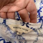 Rebecca Taylor  blue white linen printed top sz S Photo 5