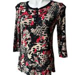 Laura Ashley  3/4 Sleeve Henley Snap Button Top, Sz S Photo 3