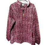 KatyDid SHERPA Faux Fur  pullover sweatshirt Pink 1/4 Zip sweater Size L Photo 0