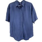 Bobbie Brooks dusty Blue 100% Silk short sleeve Blouse M vintage casual 90s Size M Photo 0