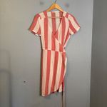 Marine layer  Womens Frances Wrap Mini Dress Red White Stripe‎ Size Small Linen Photo 2