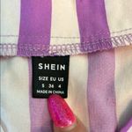 SheIn Cap Sleeve Blouse in White and Purple stripes Photo 9