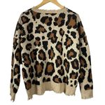 Hayden Los Angeles Distressed Leopard Print Crewneck Sweater Size Small Photo 1