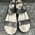 Abeo Women's Una Sandal Size 8 N Wedge Heel Platform Black Leather Ankle Strap Photo 0