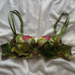 Lise Charmel Floral Embroidered Bra Green Size 32 D Photo 0