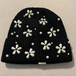 Lele Sadoughi NWT Pearl Snowflake Knit Beanie, Black New w/Tag Comes in Bag $175 Photo 1