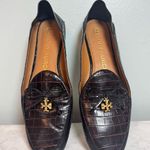 Tory Burch Women's Charm Croco Leather Loafers Size 7.5 Brown Black Photo 0