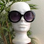 2000s Retro Round black oversized large round sunglasses spiral unique handles boho Whimsygoth Photo 2