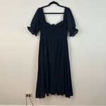 R.Yiposha Vintage Elastic Square Neck Ruffled Half Sleeve Flowy Maxi Dress XL Black Photo 5