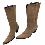 Franco Sarto Brown Suede Leather Pull On Pointy Toe Cowboy Boot Photo 2