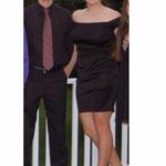 Betsy and Adam Black Satin Cocktail Dress Photo 13