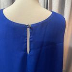 Stella Luce  Womens Large Blouse Blue Sleeveless Shirt Tiered Layers Casual Work Photo 2