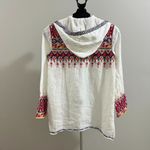 Johnny Was NWOT Linen Embroidered White Hoodie Top Zip Up Jacket Bohemian Size S Photo 2