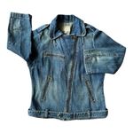 Current/Elliott Vintage Y2K Current Elliott The Biker Jacket blue denim Motoside zipper size 6 Photo 4