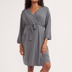 Hatch Knit Jersey Bamboo Maternity / Postpartum Robe in Charcoal Grey One Size Gray Size undefined Photo 2
