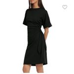 Donna Morgan DONNA MORGAN Crepe Side Tie Mini Dress Black Size 4 Cuffed Sleeve Photo 2