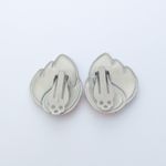 Vintage Clip On Earrings Mustard Yellow and White Leaf Like Statement Photo 4