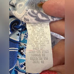 Olivia Matthews Blue & White Paisley Print Dress | Bell Sleeves | Classic Shift Photo 5