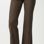 Brown Plaid Flare Trousers Wide Leg Bell Bottom Pants Women's Size 7 Photo 0