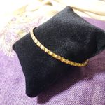 Gold Tone with Yellow Lacquer Vintage Vibe Bangle Bracelet Photo 2