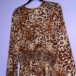 Ashley Stewart NEW Size 22/24 Maxi Dress Leopard Print Long Sleeve Lace Up Photo 6