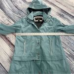 Barbour  2 in 1 Convertible Teal Hooded Waterproof Hooded Rain Trench Coat Photo 8