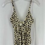 Aerie  Pique Wrap One Piece Swimsuit Animal Print Cutout XS Beige Photo 1