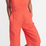 Old Navy Cropped Coral Linen Jumpsuit Photo 0