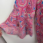 Belle by Kim Gravel Paisley Bell Sleeve Tunic Top Size 1X Multicolor Lightweight Pink Photo 1