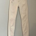MOTHER Denim Mother The Looker Skinny Jeans in Cream For a Day 25 Ivory Distressed Low Rise Photo 3