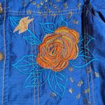 Vtg Y2K Indigo Moon Blue Orange Floral Embroidered Button Up Jacket XS NWT Photo 2