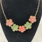 Floral Pastel Flowers Gold Tones necklace choker Lightweight Blue Photo 1