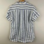 Frame Clean Collar Linen Off White Multi Blue Striped Short Sleeve Button Down Photo 0