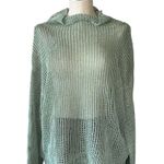 ZARA NWT Open Knit Sweater L Mint Sage Sheer Drop Shoulder Slouchy Bloggers Fave Photo 7