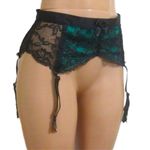 Victoria's Secret  Vintage 2012 Green / Black / Gold Satin Lace Garter Belt Photo 7