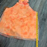 CeCe  organza orange 3D rose floral print flowy halter top Photo 3