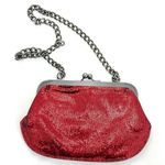 EXPRESS NWT Ruby Red Glitter Gunmetal Clutch Crossbody Evening Purse Handbag Photo 1