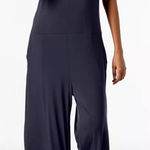 Eileen Fisher  Wide Leg Jumpsuit Fine Tencel Stretch Jersey Ink Blue Size Large Photo 0