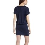 Anthropologie ELLA MOSS Odela Braid V-Neck Dress Navy Blue Blouson Mini Dress S Photo 2