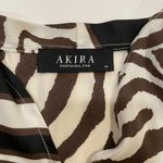 Akira Zebra Print Satin Tie Front Blouse Top Size M Medium Long Sleeve Photo 2