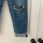 Uniqlo Distressed Peg Top High-Rise Jeans Relaxed Tapered Blue 24 inch Photo 5