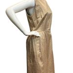 Michael Kors Sz 12 Golden Brown polka Dot Pleated Sleeveless Boat Neckline Dress Photo 1