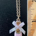 Necklace Ballet Shoe Pink & Gold Bow With Chain Photo 4