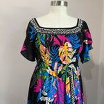 Jealous Tomato Tropical Maxi Dress L Black Multicolor Off Shoulder Size M Photo 3