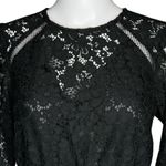EXPRESS  Shirt Women Small Black Sheer Lace Peplum Blouse Party Cocktail Festival Photo 4