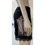 SheIn Black Satin & Lace Peek A Boo Mini Skirt Photo 8