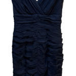 Tadashi Shoji Tadashi Navy Ruched Bodycon Dress Size 8 Cocktail Evening Gown Mother Of Bride‎ Photo 0