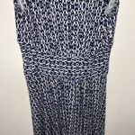 Bobeau navy ikat fit and flare jersey knit stretch midi dress size M Photo 37