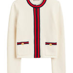 J.Crew NWT Emilie Sweater Lady Jacket Ivory Red Navy Contrast Trim Cardigan XL Photo 0