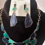 Bella Jack Jewelry Gold Tone Turquoise Blue Green Geometric Enamel Bib Set Photo 2